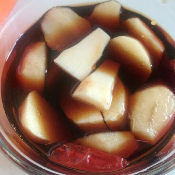 箸休めに。菊芋のピリ辛めんつゆ漬け